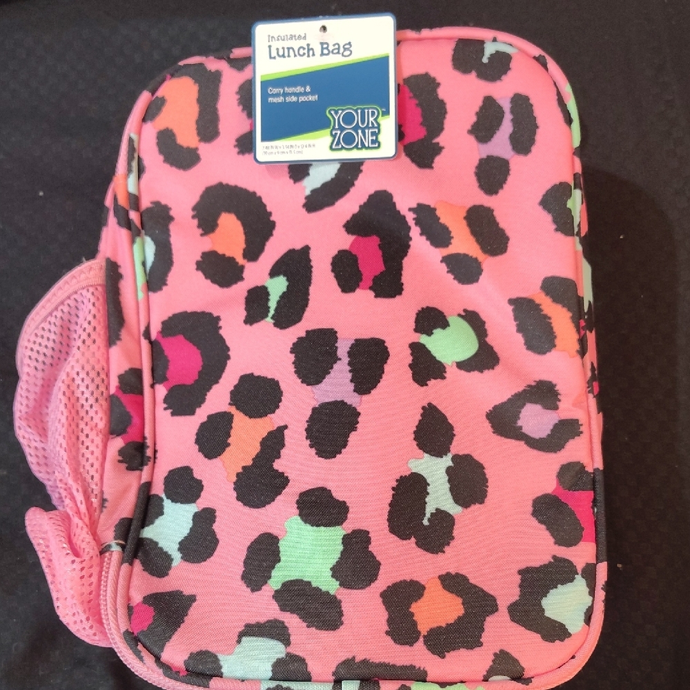 Your Zone Pink Leopard Print Kids Lunch Bag